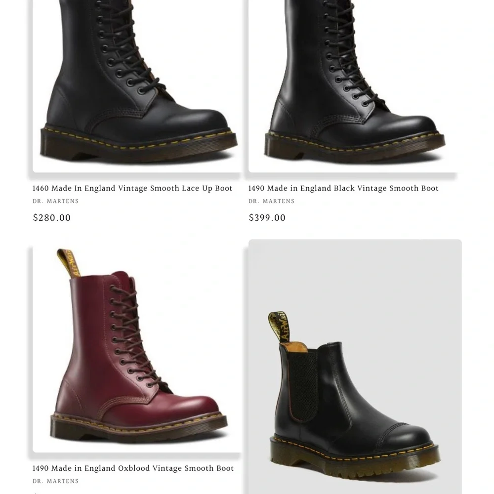 Dr. Martens Black leather 1490 made in England moto boots 6